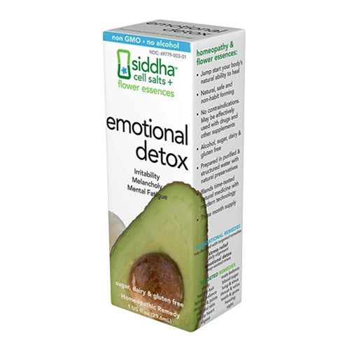 Siddha Flower Essences Plus Cell Salts Emotional Detox Homeopathic Oral Spray, 1 Oz